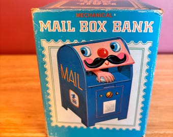 Vintage 1970s Mechanical Mailbox Bank – Hong Kong Wind-up Toy W