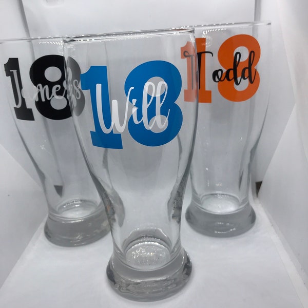 Personalised birthday pint / wine glass glass 18th 21st 30th 40th etc or any age available perfect gift