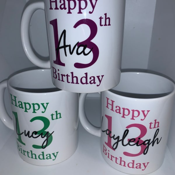 Personalised custom birthday mug, special birthday. Any age / name. With gift box. Perfect for 13th , 18th birthday , 21st , 40th 60th