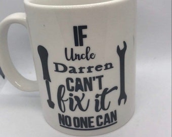 Personalised tradesman mug / pint glass dad grandad etc if dad can’t fix it no one can great gift