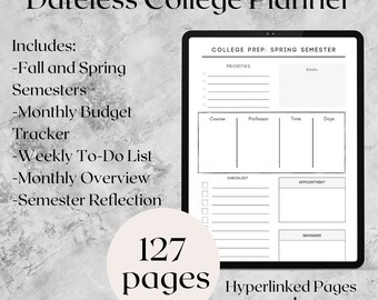 Digital Planner, College Digital Planner, Weekly Spread, Beginner Budget Tracker, Minimalist Dateless Digital Planner, iPad Planner, Minimal