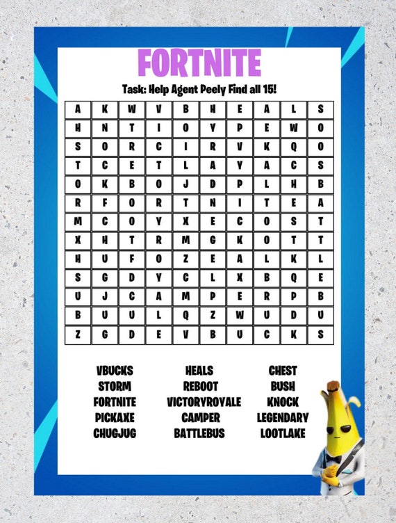 Fortnight Printable Word Search Etsy
