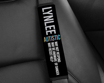 Autism Awareness, Medical Alert Autism, non-verbal, autistic, special needs, down syndrome, epilepsy, autism med alert, Seatbelt Cover