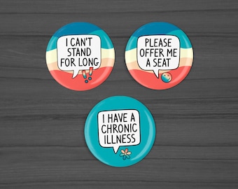 I Can't Stand For Long Disability Pins, Hidden Disability, Invisible Illness