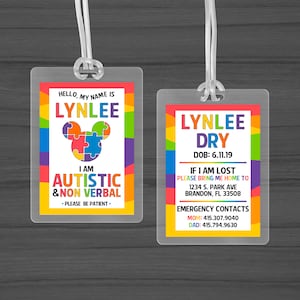 Autism Card | I Am Autistic | Autism Medical Alert ID Tag | Saftey Tag | Autism Emergency Tag | Communication Cards | Free Shipping