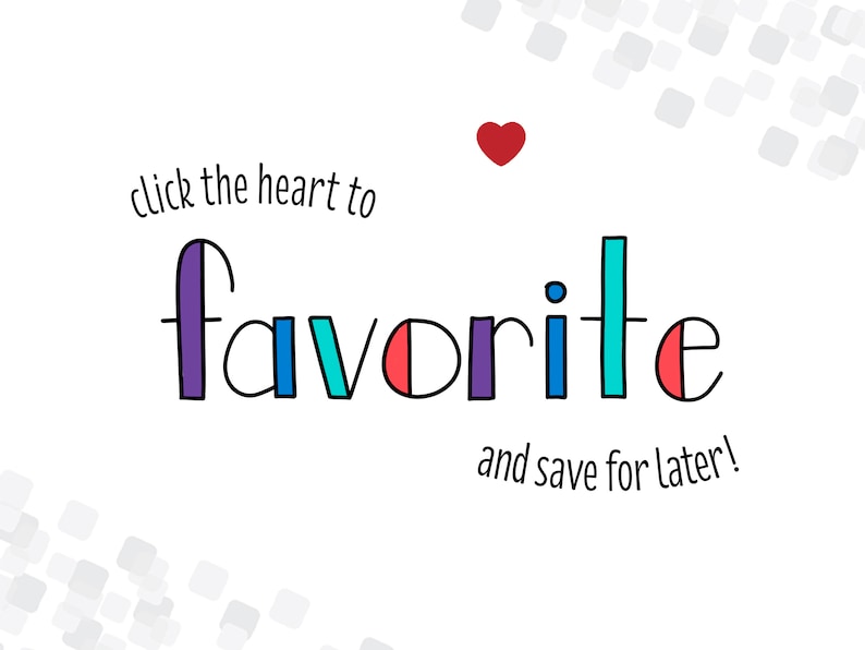 a white background with a red heart and the words favorite and save for later