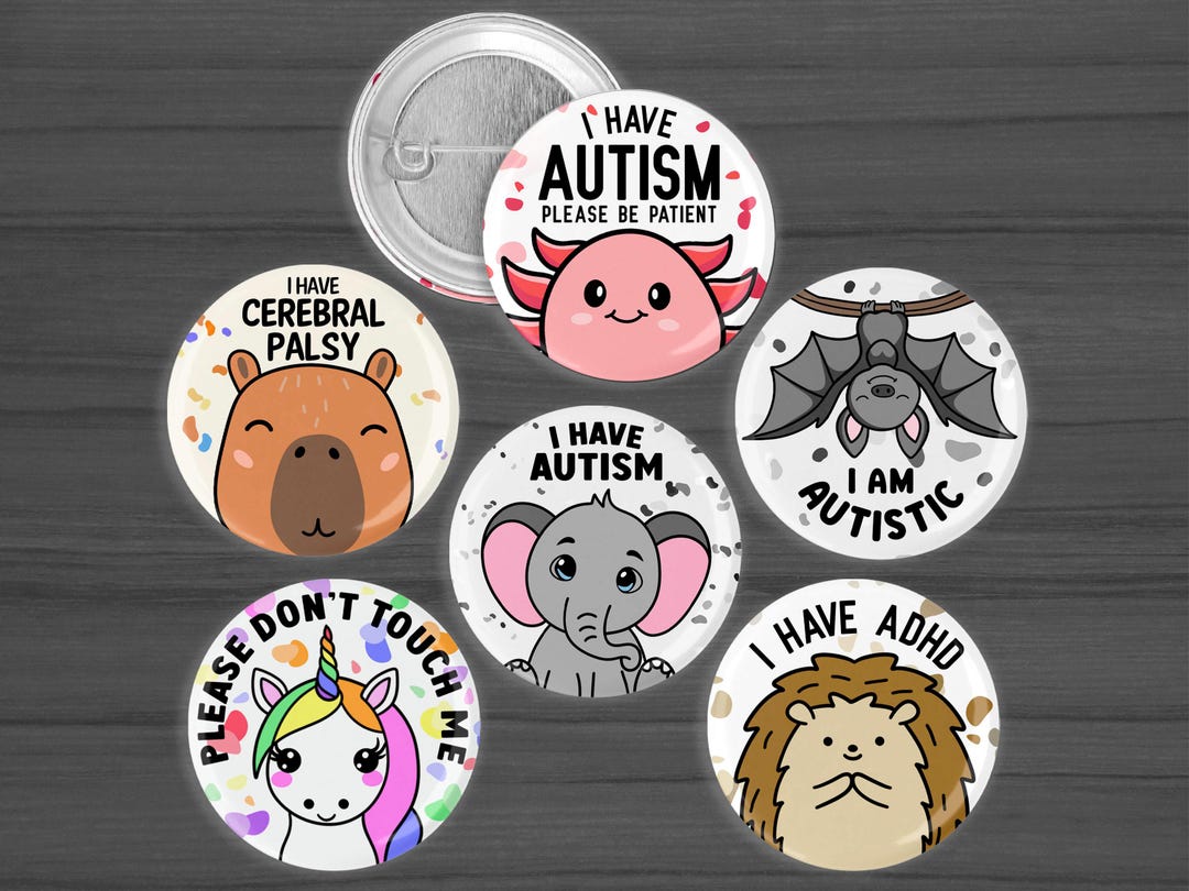 Disability Awareness Pinback Buttons | Autism, ADHD, Cerebral Palsy ...