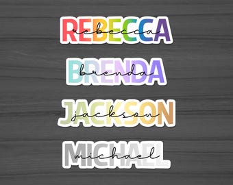 Custom Waterproof Text Sticker, Personalized Stickers, MacBook Decal, Vinyl Rainbow Stickers, Custom Name Labels
