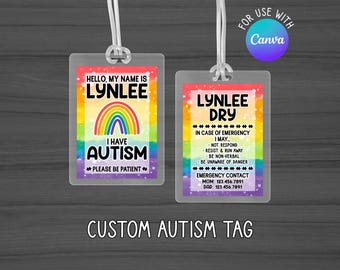 Autism Stroller Tag, Autism Card,  Autistic Medical ID, Autism Badge