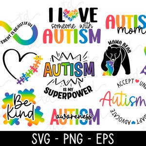 Autism Awareness Shirt SVG Bundle, Cricut Cut File, Autism PNG for Mom Shirts, Autism Acceptance, Silhouette Cut Files