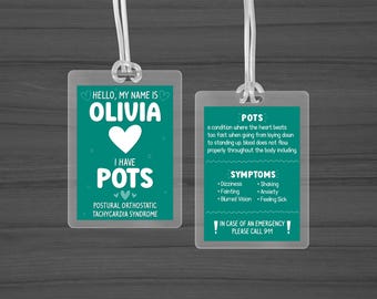 Medical Alert ID Card | POTS Awareness | Postural Orthostatic Tachycardia Syndrome | Emergency Information Tag