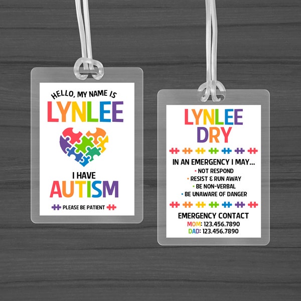 Autism Card | I Am Autistic | Autism Medical ID Tag | Saftey Tag | Autism Emergency Tag | Communication Cards | Free Shipping