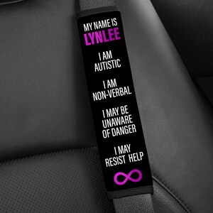 Autism Awareness, Medical Alert Autism, non-verbal, autistic, special needs, down syndrome, epilepsy, autism med alert, Seatbelt Cover