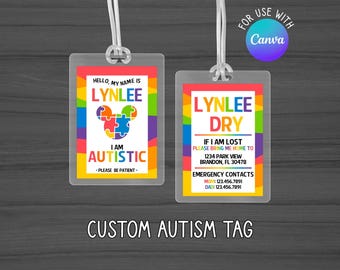 Autism Stroller Tag, Autism Card,  Autistic Medical ID, Autism Awareness Badge