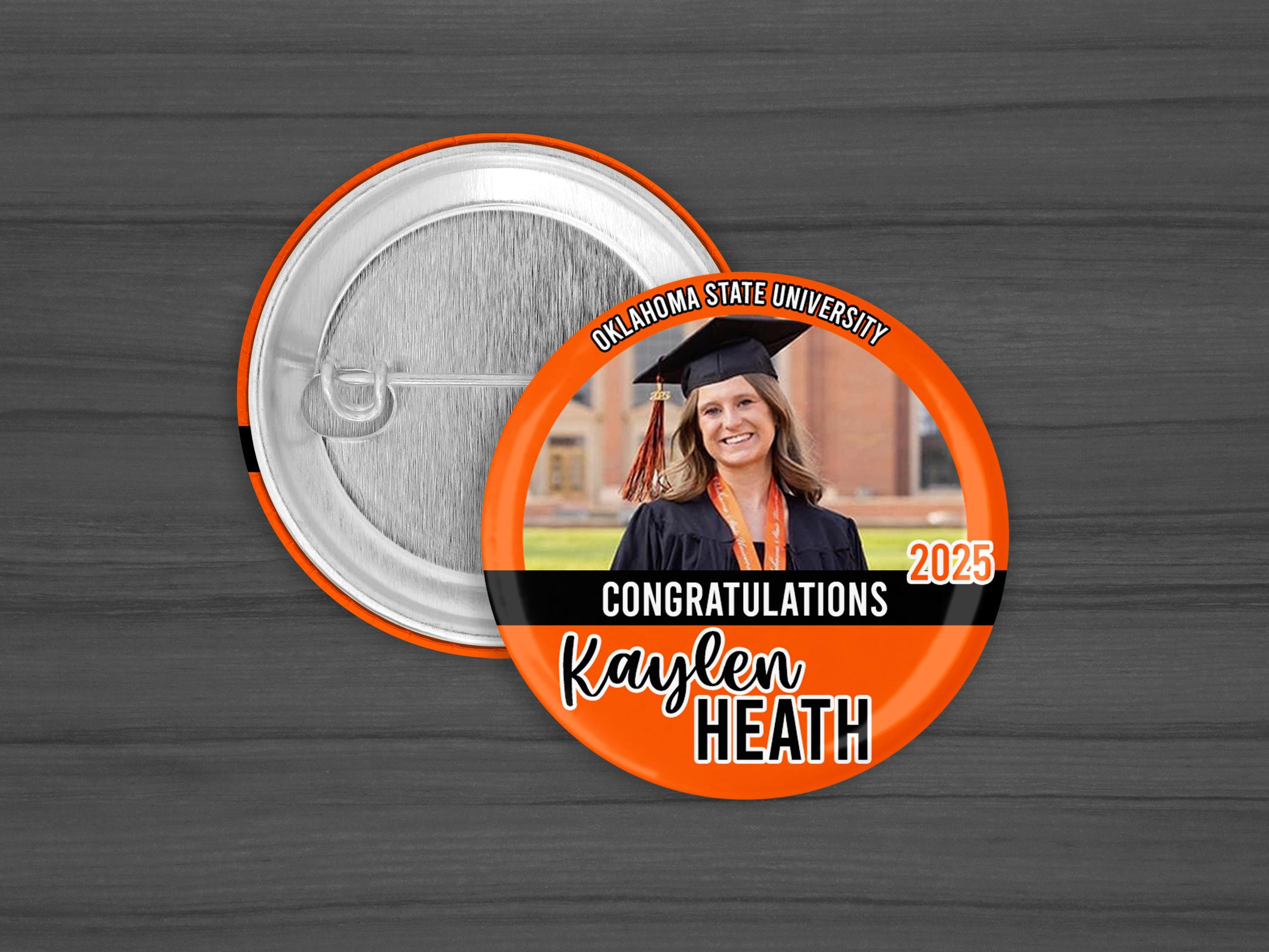 Graduation Photo and Text Button Pins, 2.25 Inch Pinback Buttons ...