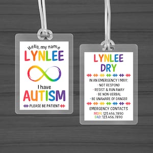 Autism Card | I Am Autistic | Autism Medical ID Tag | Saftey Tag | Autism Emergency Tag | Communication Cards | Free Shipping