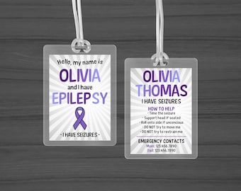 Epilepsy Medical ID Card | Custom Seizure Alert Tag with Emergency Contacts