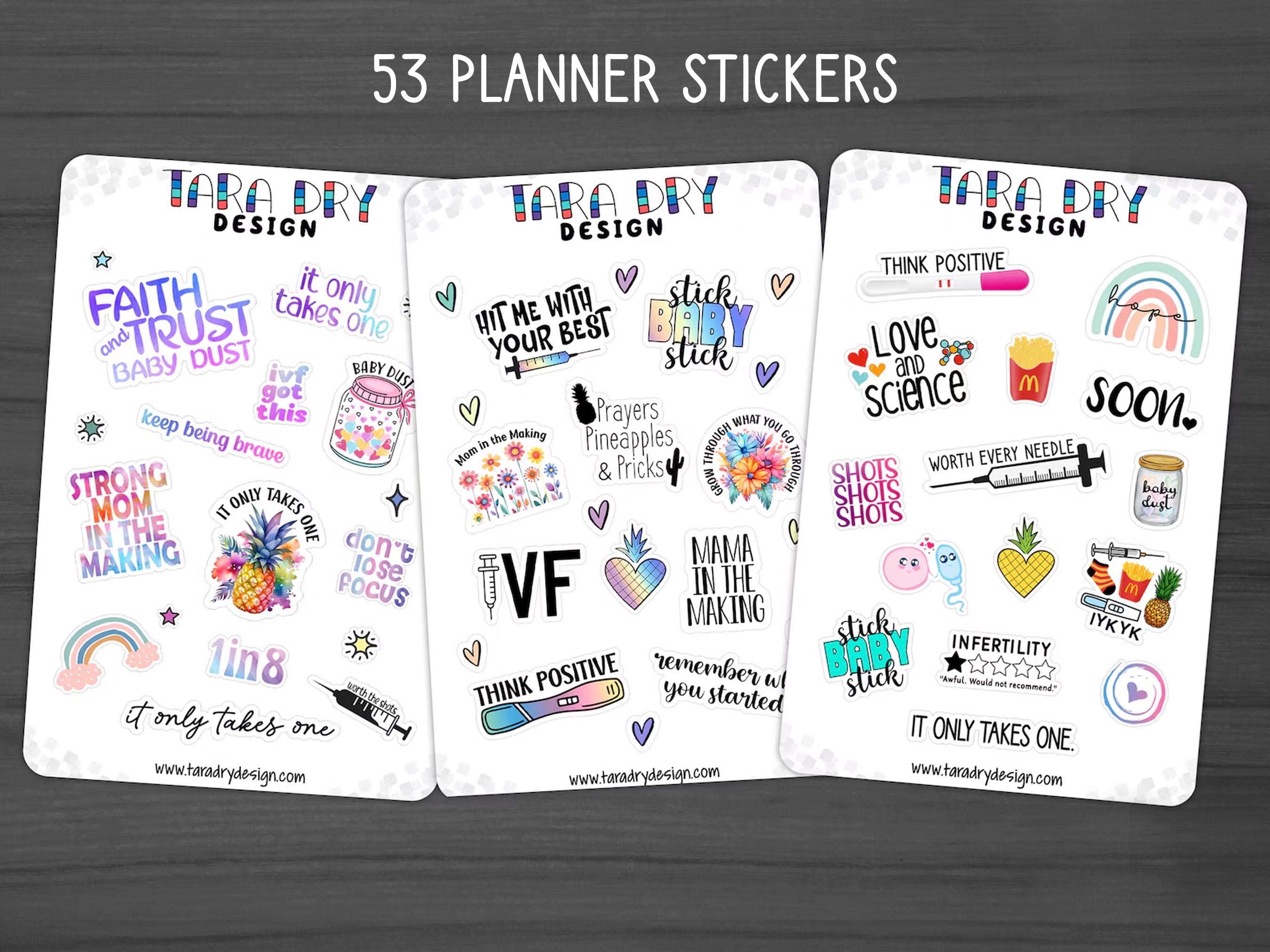 IVF Planner Stickers 3 Pack, Sticker Sheets, IVF Gifts, Sticker Sheets, IVF Gifts, Infertility Gift, Journal Stickers