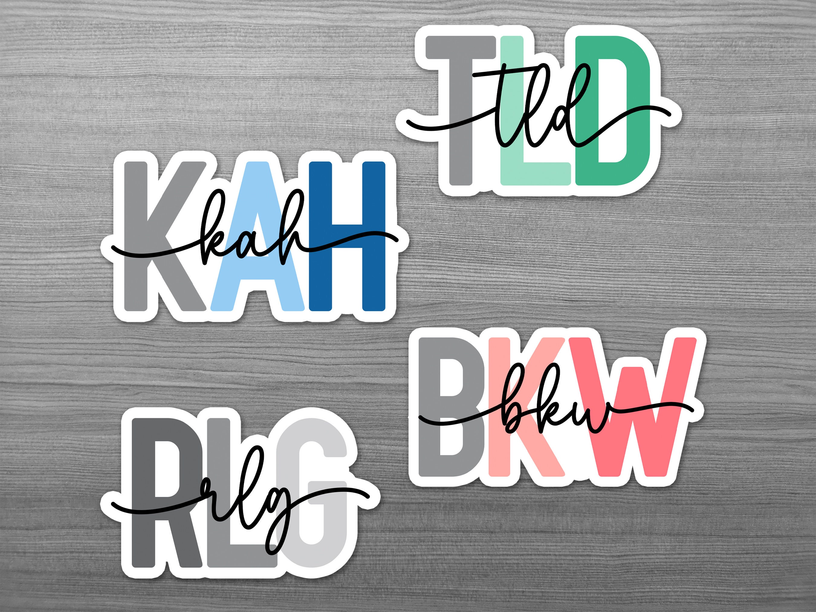 Initial Sticker Pack Monogram Sticker | Initial Stickers | Custom Name Sticker | Away ...
