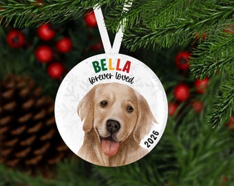 Personalized Golden Retriever Christmas Ornament, Custom Dog Memorial Keepsake