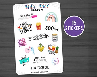 IVF Planner Stickers, Infertility Journey, Positivity (15 Stickers)