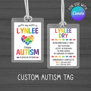 Médaille pour poussette autiste, carte d'autisme, carte d'identité médicale autiste, badge de sensibilisation à l'autisme