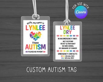 Autism-barnvagnsbricka, autismkort, autistiskt medicinskt ID, autismmedvetenhetsmärke