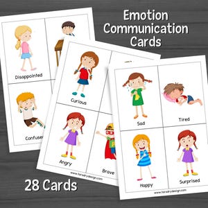 28 Emotion Feelings Communication Cards | 3.5x5 PDF | Printable SEL Tool for Kids, Autism, Therapy, Classroom