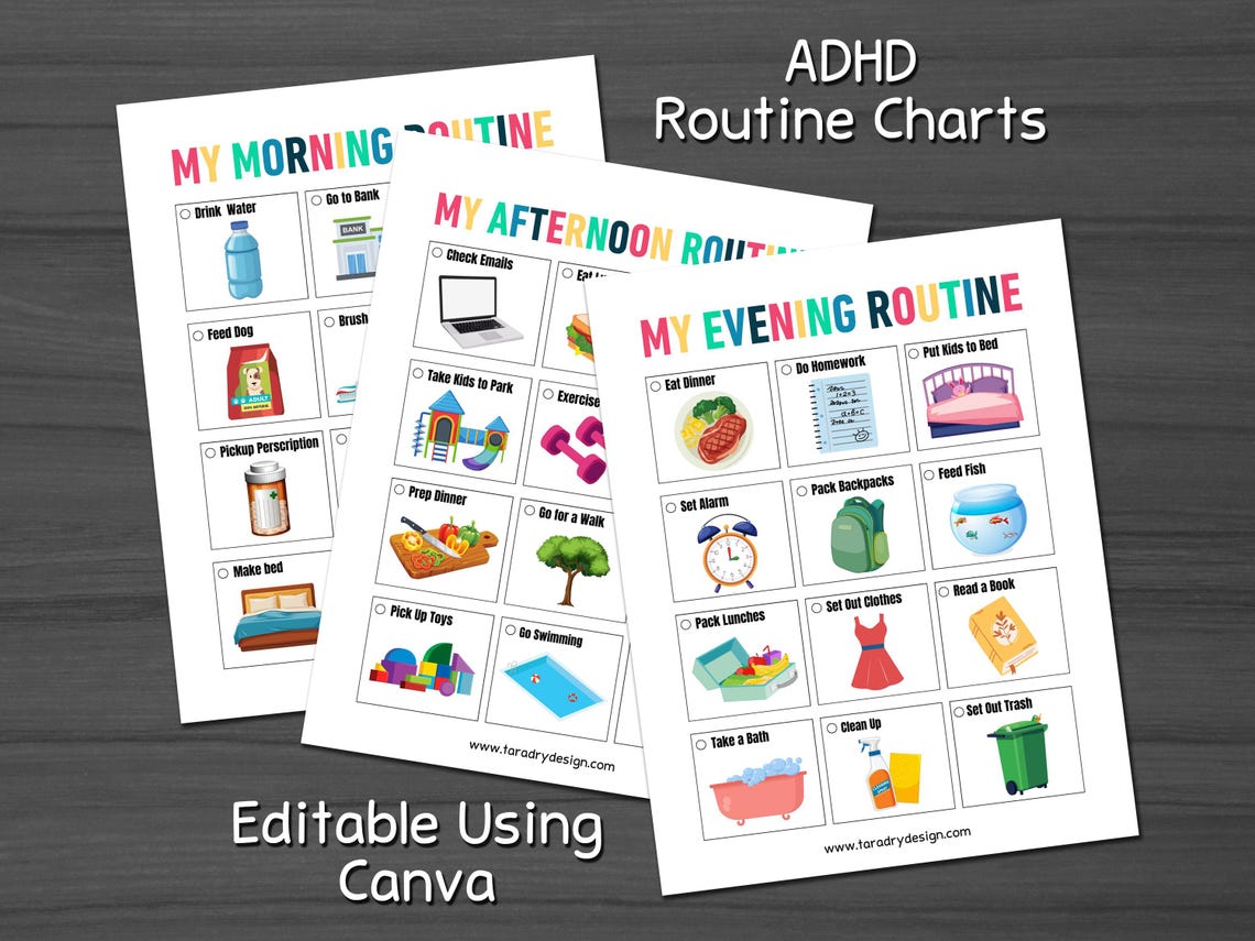 Adhd Routine Checklist ADHD Routine Chart Checklist | Daily Visual Schedule for Kids and ...