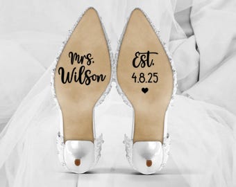 Custom Wedding Shoe Decal | Bride & Groom Sneaker Decals | Personalized Shoe Stickers for Wedding Photos