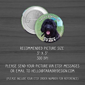 Photo and Text Button Pins, 2.25 Inch Pinback Buttons, Personalized ...