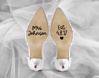Custom Wedding Shoe Decal | Bride & Groom Sneaker Decals | Personalized Shoe Stickers for Wedding Photos