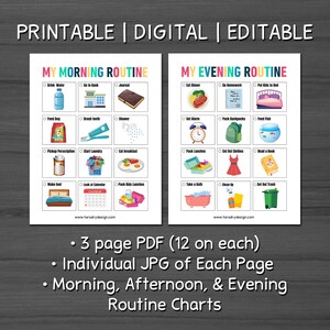 ADHD Routine Chart Checklist | Daily Visual Schedule for Kids and ...