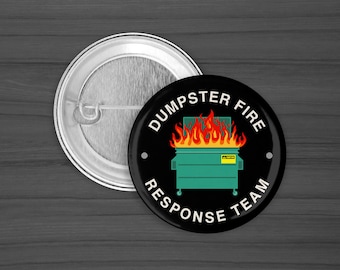 Botón del Equipo de Respuesta ante Incendios de Contenedores / Insignia con Humor Divertido / Tamaños de 1,25" o 2,25"