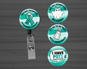 I Have POTS, Dystonia Awareness Disability Badge Reel, Diabetes, Pots Syndrome, Chronic Illness ID Holder, Hidden Disability, Mental Health