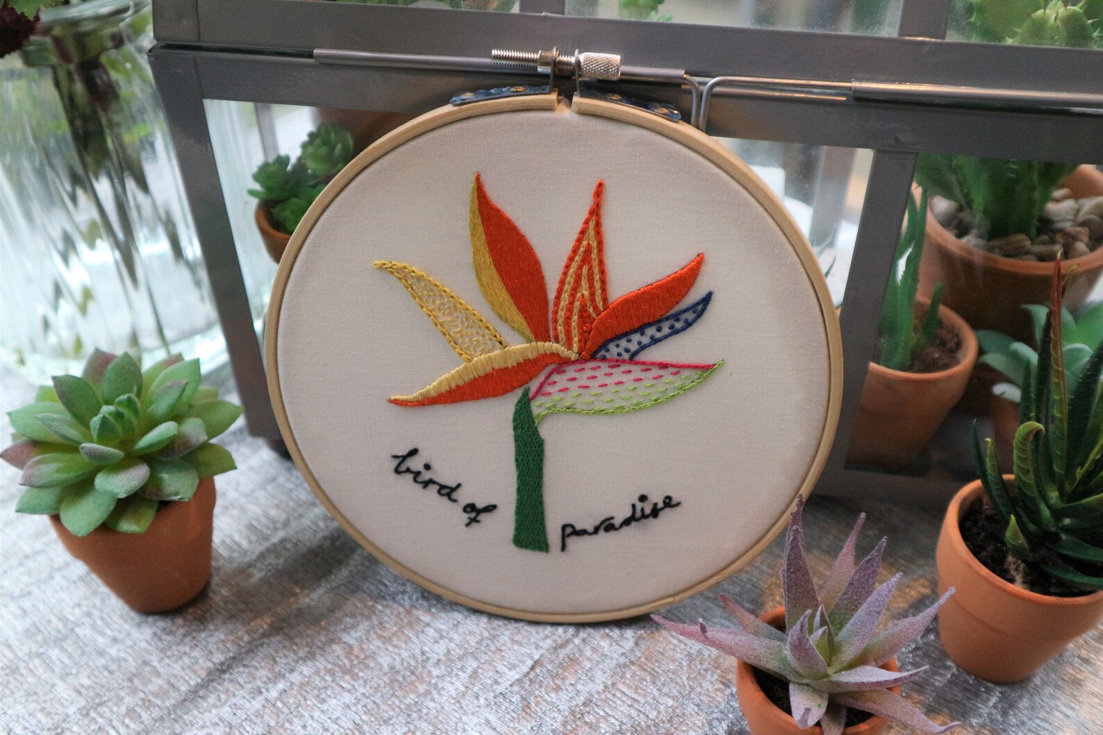 Bird of paradise embroidery hoop bird of paradise wall art Etsy