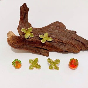 Persimmon Dangle Earrings, Persimmon Flower Earrings, Flower Earrings ...