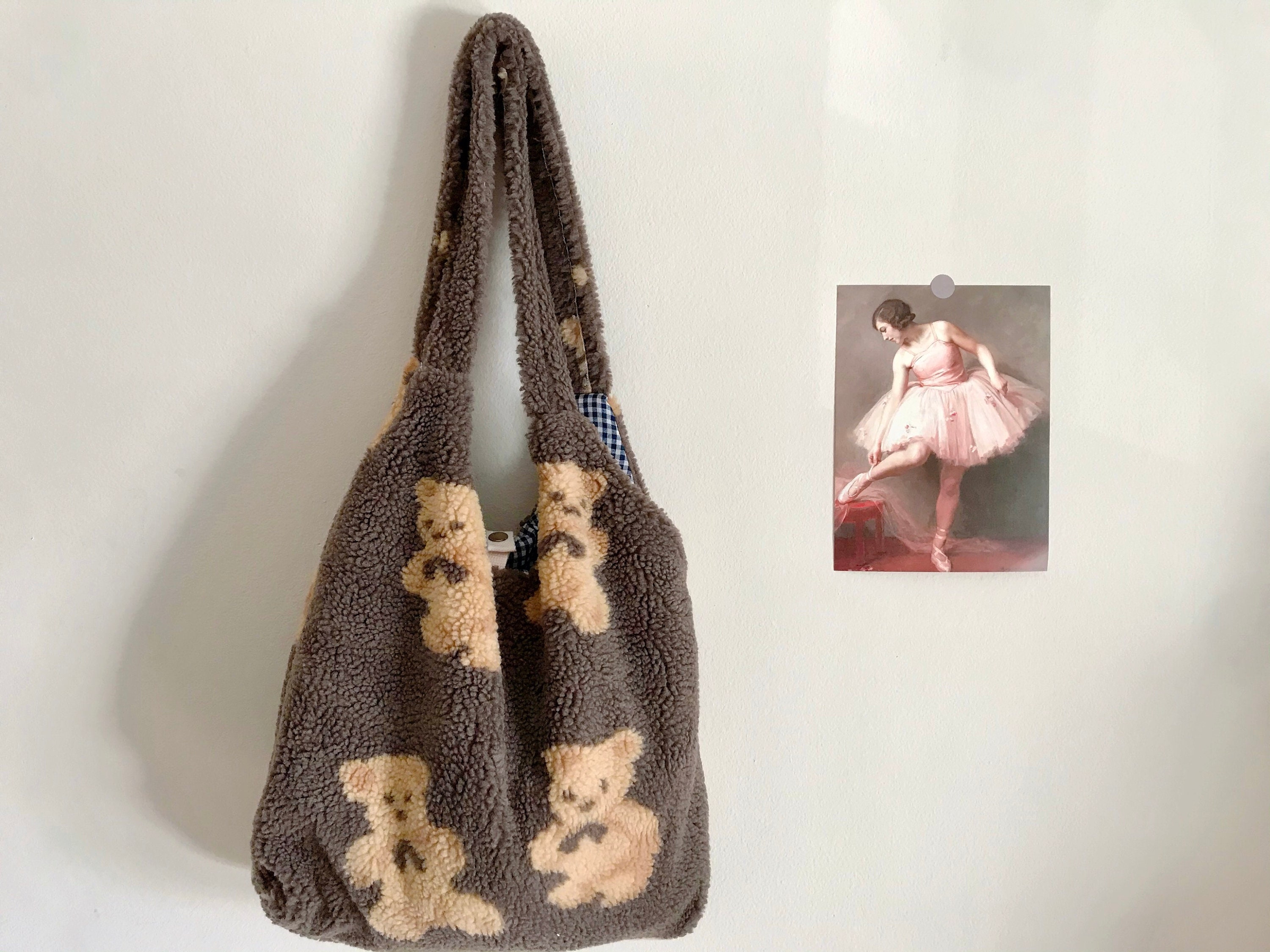 Women Imitation Lamb Fabric Shoulder Tote Bag Canvas Fluffy Fur Bear  Handbags Large Capacity Soft Shopping Bags - Tool Parts - AliExpress