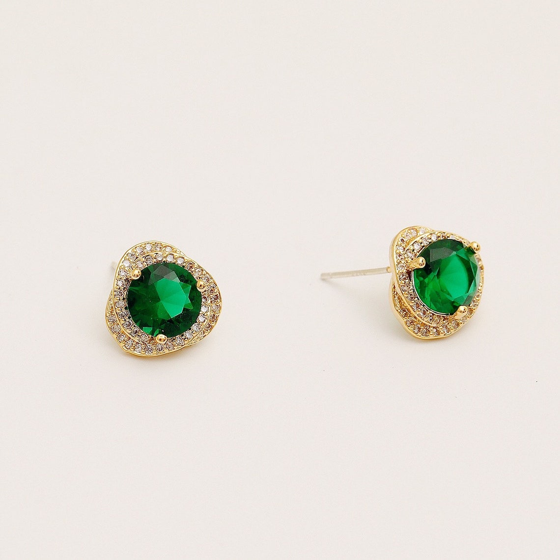 Emerald Earrings Green Bridal Jewelry Vintage Green Teardrop | Etsy