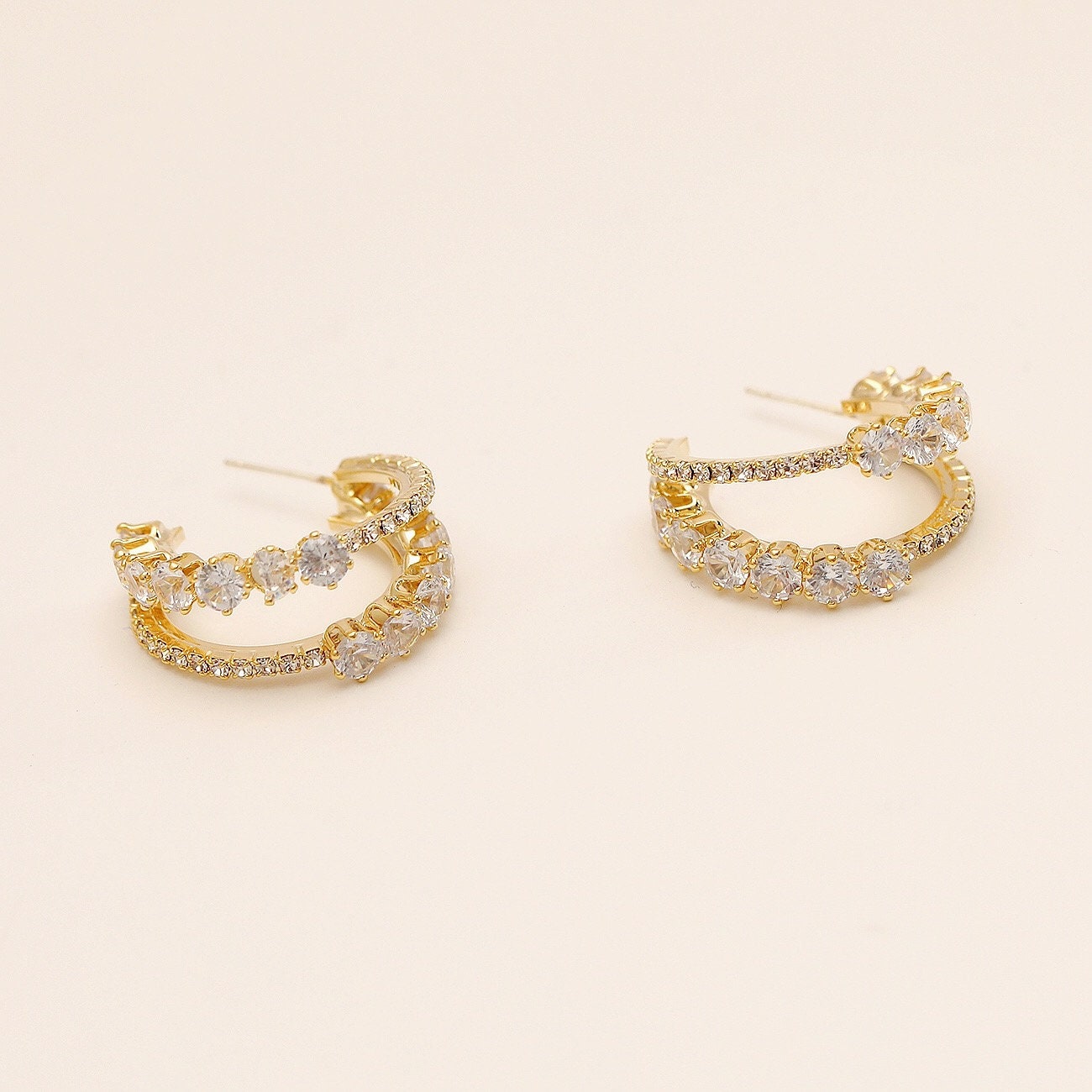 18k Gold Plated Hoop Earrings 18K Gold Plated CZ Hoops - Etsy