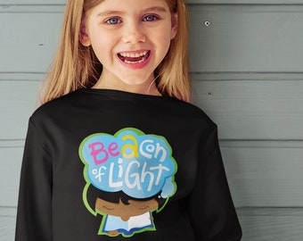 Powerful GIRLS Illustrated Youth Long Sleeve T-shirt, BEAcon of Light, for confidence and self-esteem