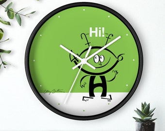 Colorful ALIEN Wall Clock, for modern kid’s room or nursery, educational for smart kids