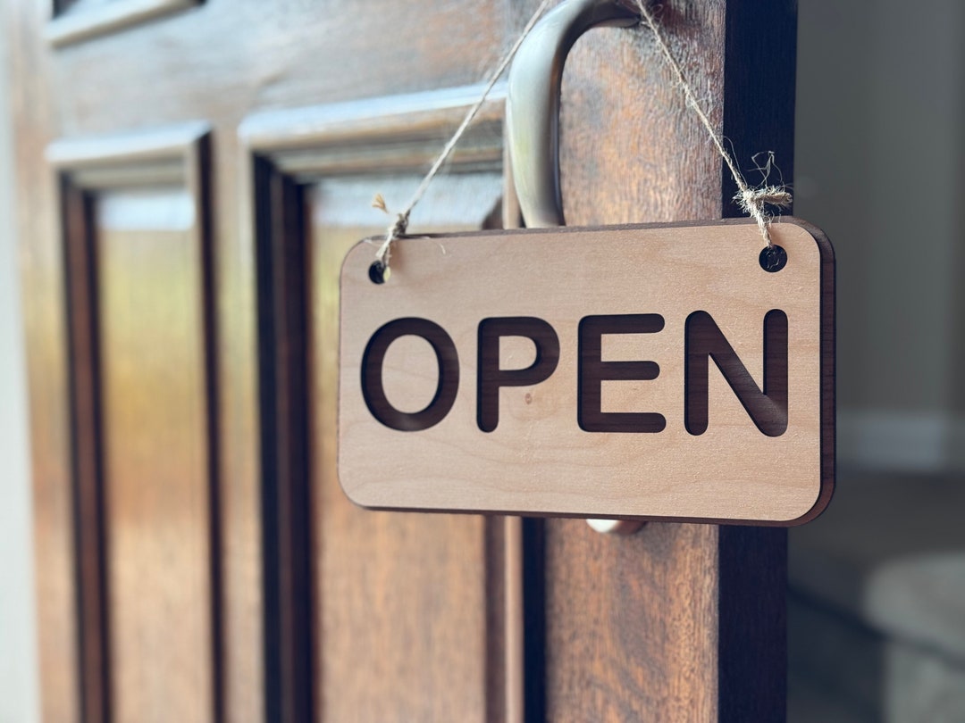 3 Layers Open & Close Sign | Wooden Hanging Sign for Storefronts ...