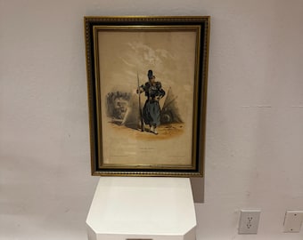 Antike französische Second Empire Chasseurs à Pied handkolorierte Lithographie von Hippolyte Lalaisse | Militärdruck [SH-50-157]