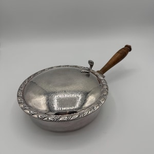 Vintage Silver Plated Silent Butler Crumb Catcher – Academy Silver on Copper, Wood Handle [SS]