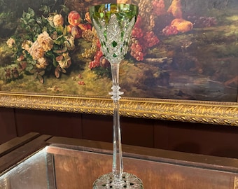 Baccarat “Tsar” Crystal Water Goblet – Emerald Green Overlay | 14” Tall | Exceptional Scale