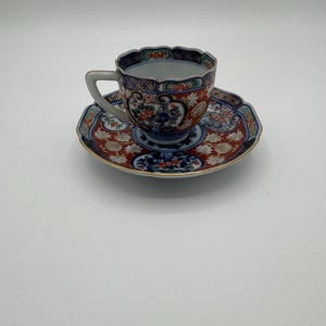 Antique Japanese Arita Imari Porcelain Tea Cup & Saucer Set | Chenghua Mark