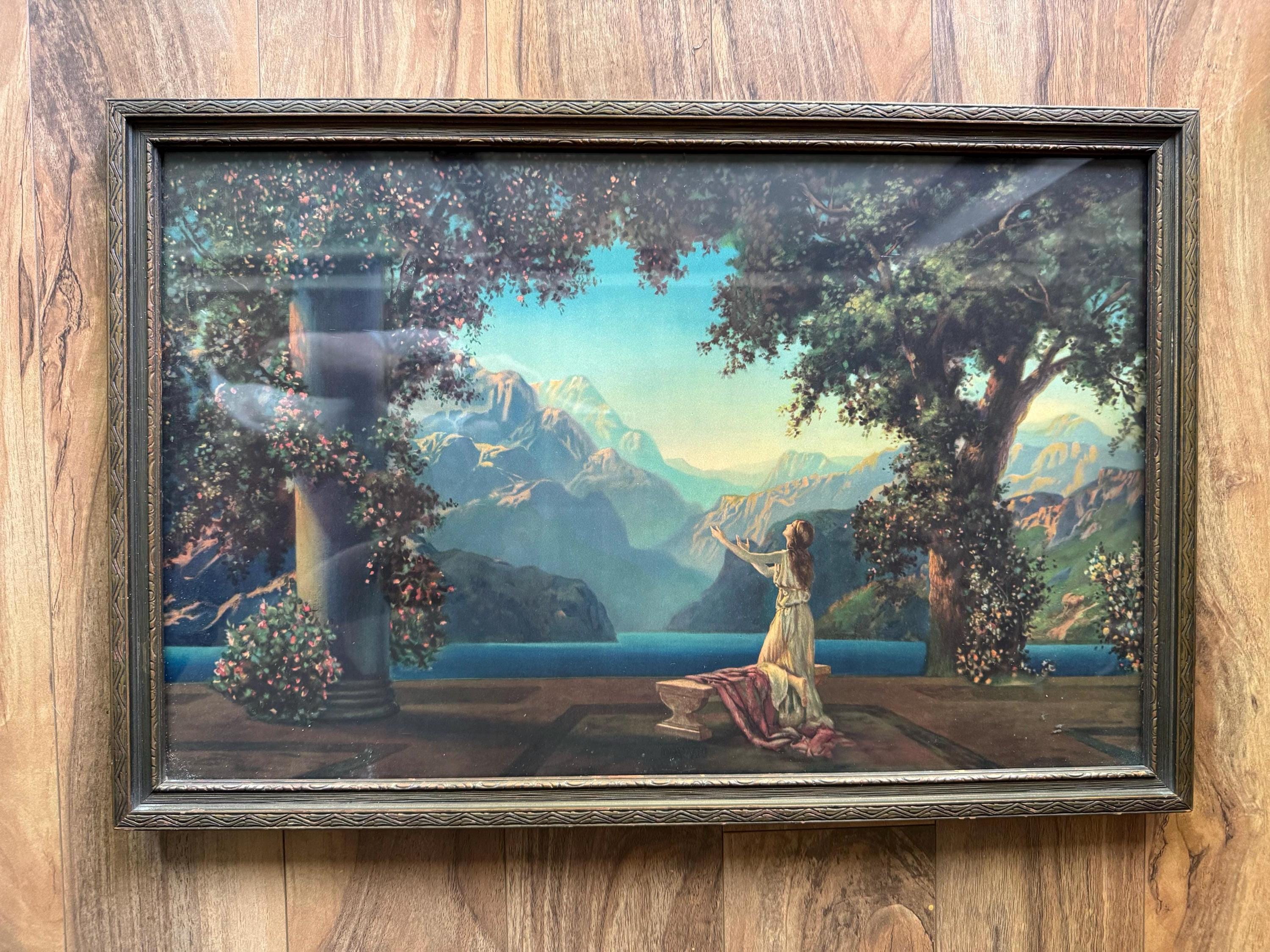 Antique 1925 R. Atkinson Fox “dawn” – Garden Print – 23.5x15