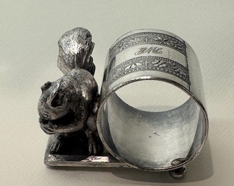 Antique silver plated, squirrel napkin ring by Meriden Britannia Co. [SP]