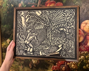 Raoul Dufy Drzeworyt La Pêche – Francuska grafika modernistyczna z początku XX wieku [CM]